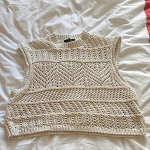Rag and Bone- Cream Knit Sleeveless Sweater Vest - Medium
